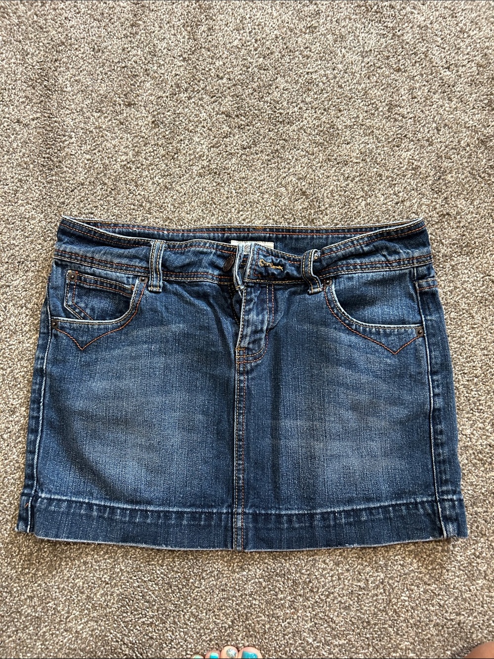So Wear It Declare It Blue Denim Mini Skirt with Contrast Stitching